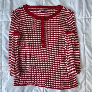 American Eagle Outfitters Red and White Long Sleeve Top